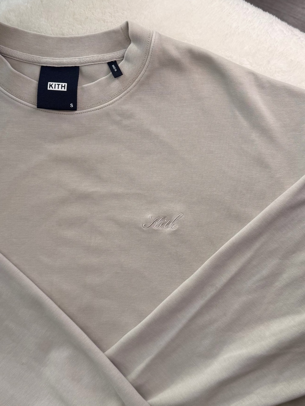 Kith Men's Crewneck Sweatshirt in Light Beige Olive | Small